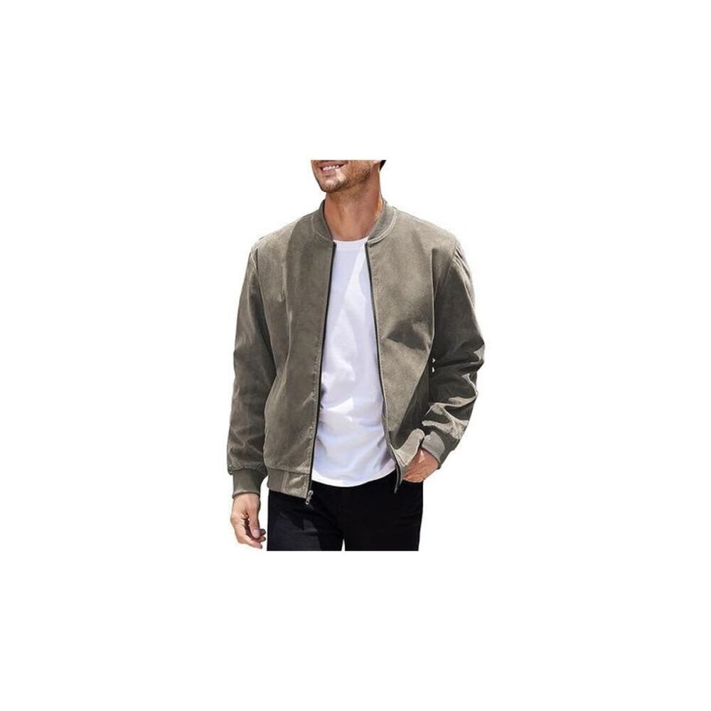 COOFANDY - Men's Casual Varsity Jacket Vintage Light Brown - Picture 11 of 11